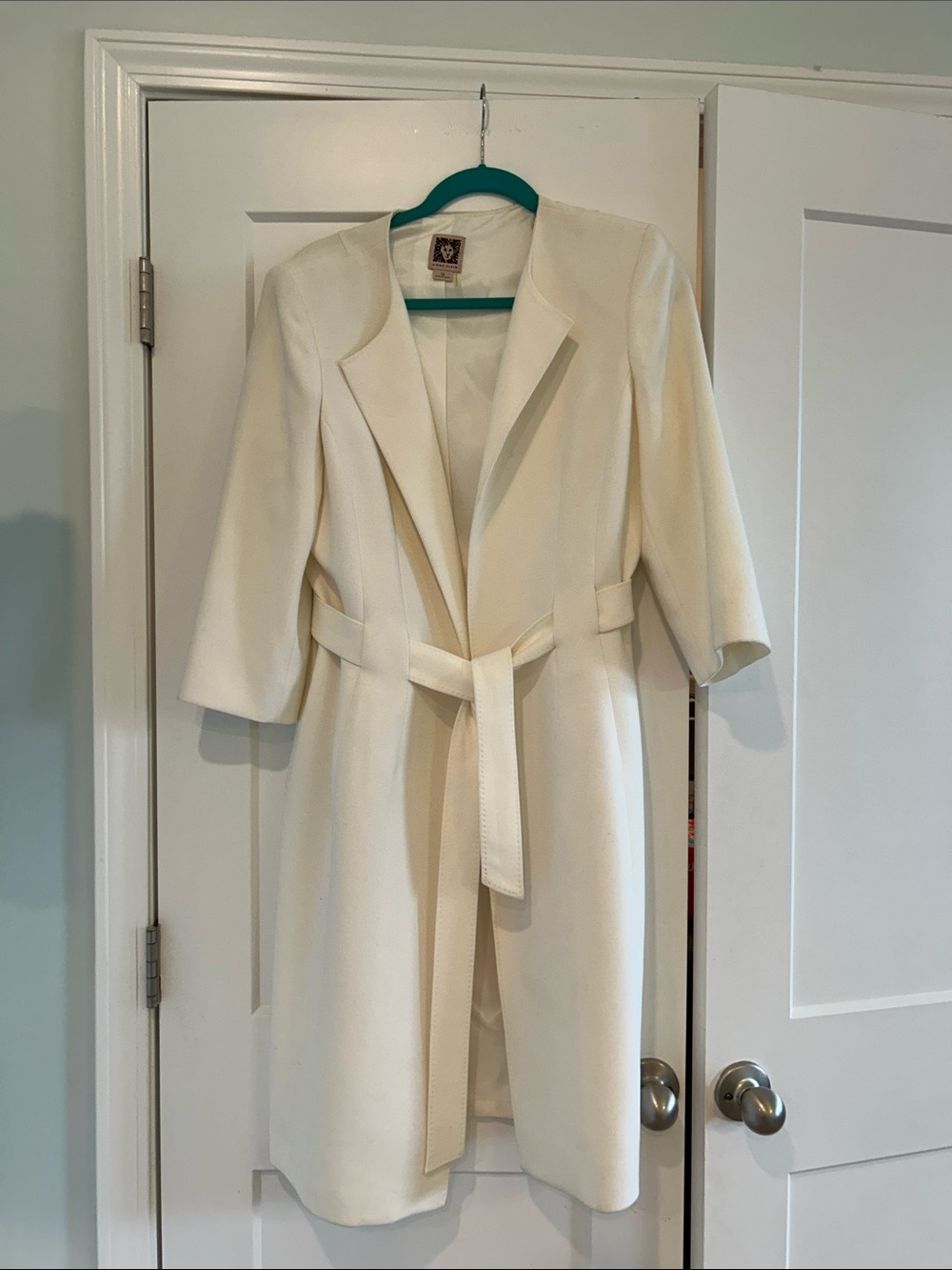 Anne Klein Cream Belted Trench Coat - Picture 1 of 6